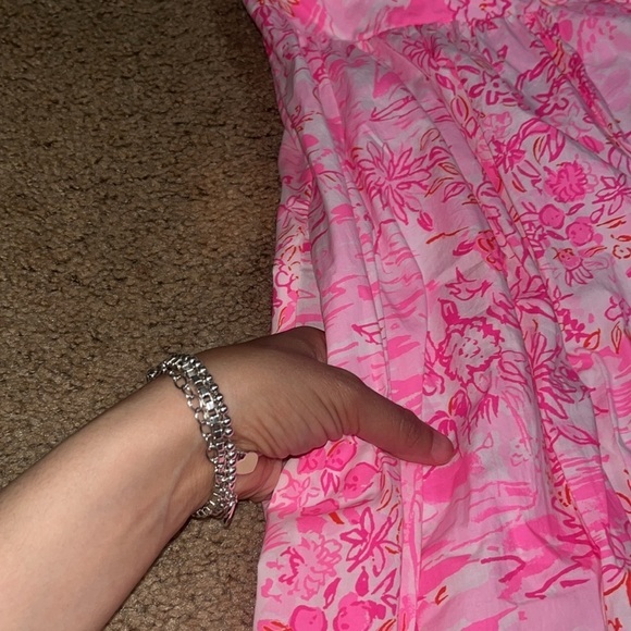 Lilly Pulitzer Azora Cotton Midi Dress Peony Pink Seaside Scene 14 - Picture 8 of 14
